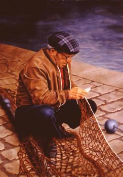 安 詹姆斯 梅西 Fisherman Mending His Net